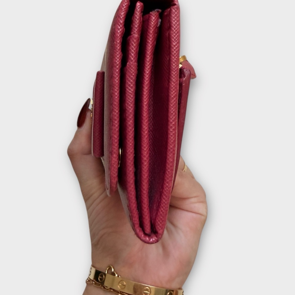 Prada Fuchsia Saffiano Leather Bow Continental Wallet - Picture 9 of 16